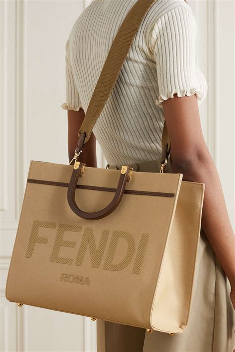 fendi sunshine medium leather tote|fendi sunshine shopper with strap.